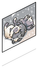 Grey Kawaii Cat Print