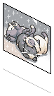 Grey Kawaii Cat Print