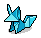 Blue Origami Fox