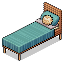 Rattan Blue Bed