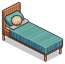 Rattan Blue Bed